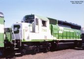 BN7149, Burlington Northern Railroad. Jedna z lokomotív BN na dual-fuel LNG+nafta. © R.Rodway, M.Clark