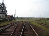 Zhlavie smer Lučenec, vľavo do Rim. Soboty, v strede koľaj do Lučenca a vpravo vlečka, žst. Poltár, 19.9.2006, © Tomáš Rotbauer