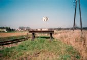 Žabokreky nad Nitrou odbočka - koniec odvratnej koľaje Žabokreckej spojky, 15.4.2000, © Ing. Marko Engler