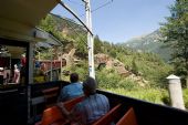 Poschiavo-Bernina- aussichwagen na konci vlaku, výjazd o 1200 výškových metrov. Leto 2007 © Tomáš Votava