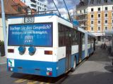 Zürich - starý trolejbus MB O405 GTZ číslo 143 VBZ z roku 1992 stojí na konečné linky 33 Morgental. 04.09.2007© Ing. Jan Přikryl