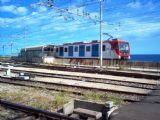 Catania- jednotka Elvira opouští stanici metra Stazione FS směrem k nákladnímu přístavu. 08.09.2007© Ing. Jan Přikryl