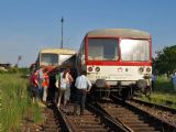 Stiesnené podmienky pri prechode osobného vlaku na vlečkovú koľaj č. 3, 15.5.2008, © Marián Rajnoha