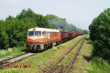 Príbovce	požiarny vlak s pomarančom T679 0019 a sergejom T678 1168 opúšťajú Príbovce. 31.5.2008 © Ľuboš Chmatil