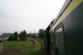 Jedničkársky vlak s Ušatou číslo 1 ukrajuje prvé metre svojej cesty do Nitrianskeho Pravna, 26.6.2008, © Ing. Marián Šimo