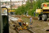 3.9.2008 - Praha Libeň: výhybna Rokytka, rekonstrukce tratě foceno z Os 9635 © Jiří Řechka