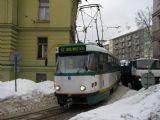 25.02.2009 - Jablonec n.N.: dvojice vozů č. 74 (T3m) + 72 (T3m) přijíždí ke konečné linky 11 Tyršovy sady © PhDr. Zbyněk Zlinský