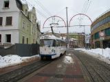 25.02.2009 - Liberec: dvojice vozů č. 80 (T3M) + 77 (T3M) linky 3 přijíždí k Terminálu MHD © PhDr. Zbyněk Zlinský