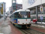 25.02.2009 - Liberec: dvojice vozů č. 80 (T3M) + 77 (T3M) linky 3 přijíždí k Terminálu MHD © PhDr. Zbyněk Zlinský