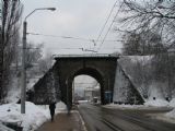 25.02.2009 - Liberec: splítková výhybka u vjezdu do konečné linky 11 Viadukt, vzadu zastávka linek 1, 2, 3, 36, 5 a 11 směr centrum © PhDr. Zbyněk Zlinský