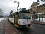 25.02.2009 - Liberec: dvojice vozů č. 56 (T3M) + 51 (T3M) linky 3 přijíždí na zastávku Dolní Hanychov © PhDr. Zbyněk Zlinský