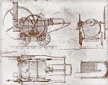 Rušeň Wylama Trevithicka „INVICTA“ z roku 1804 s usporiadaním pojazdu B, nákres. (Zdroj: www.enui.org).