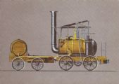 Blackettov a Hedleyov parný rušeň „PUFFING BILLY“ z roku 1813 s usporiadaním pojazdu B. (Zbierka autor).