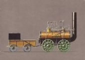 Stephensonov parný rušeň „LOCOMOTION“ z roku 1825 s usporiadaním pojazdu B. (Zbierka autor).