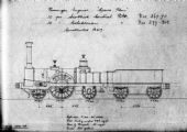 Výkres rušňov No. 269-278 s usporiadaním pojazdu 1A1 „Patentee“, vyrobených v roku 1847 vo Vulcan Foundry pre železnicu Scottish Central Railway. (Zdroj: www.enuii.org).