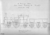 Výkres rušňov No. 432 a 433 s usporiadaním pojazdu 1A1 „Patentee“, vyrobených v roku 1859 vo Vulcan Foundry pre železnicu East Indian Railway Company. (Zdroj: www.enuii.org).