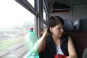 8.5.2008 - kdesi na trati ČD: první účastnice výpravy za úzkokolejkou - tisková mlčící KŘD © Mixmouses