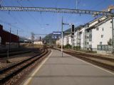 Jižní zhlaví stanice Samedan, odkud odbočují tratě do St. Moritz a Pontresiny. 5.7.2009 © Jan Přikryl