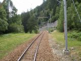 Rekonstruovaná trať Berninabahn pod výhybnou Cadera. 5.7.2009 © Jan Přikryl