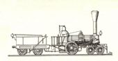 Parný rušeň „COLUMBUS“ z roku 1837 s usporiadaním pojazdu 2´A typu „Philadelphia“. (Zdroj: Atlas lokomotiv – Historické lokomotivy, Ing. Jindřich Bek, Praha 1978).