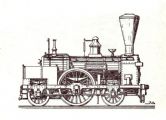 Parný rušeň „NORD STERN“ z roku 1839 s usporiadaním pojazdu 1A1 typu „Patentee“. (Zdroj: Atlas lokomotiv – Historické lokomotivy, Ing. Jindřich Bek, Praha 1978).