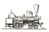 Parný rušeň „GANYMED“ z roku 1846 s usporiadaním pojazdu 2´A typu „Philadelphia“. (Zdroj: Atlas lokomotiv – Historické lokomotivy, Ing. Jindřich Bek, Praha 1978).