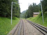 Dvoukolejka trati Vitznau- Rigi nad stanicí Freibergen. 12.7.2009 © Jan Přikryl