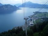 Křižování kabin lanovky z Weggis na Rigi vysoko nad Vierwaldstädtersee. 12.7.2009 © Jan Přikryl