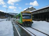 27.02.2010 - Železná Ruda-Alžbětín: souprava VT 19 + VT 23 Regentalbahn odjíždí jako RB 32420/Os 7575 Plattling - Špičák © PhDr. Zbyněk Zlinský