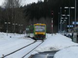 27.02.2010 - Železná Ruda-Alžbětín: souprava VT 23 + VT 19 RBG přijíždí jako Os 7574/RB 32425 Špičák - Plattling © PhDr. Zbyněk Zlinský