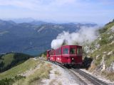 7.9.2009 Schafbergbahn mezi stanicemi Schafbergalp a vrchlovou stanicí Schafbergspitz © Aleš Svoboda