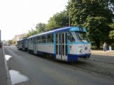 Riga: souprava modernizovaných tramvají u zastávky Merkela iela nedaleko centra. 16.8.2010 © Jiří Mazal