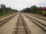 Šeštokaiské zhlaví stanice Mockava: vpravo 2 širokorozchodné koleje, zbytek normálněrozchodný. 21.8.2010 © Jan Přikryl