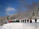 Fotoprejazd parného vlaku vo výhybni Šánske, 4. 12. 2010, © Radovan Plevko