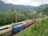 Ucelený uhelný vlak projíždí stanicí Semmering do Štýrska. 6.7.2010 © Jan Přikryl