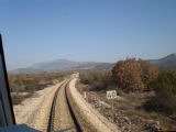 Návěstidlo traťové rychlosti před stanicí Žitnjić- vlak jel v tu chvíli rychlostí přes 100 km/h. 11.3.2011 © Jan Přikryl