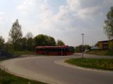 Cham: Odstavené autobusy v barvách DB u ''nádraží'' ve Waldmünchenu, v popředí zhruba 10 let starý autobus značky Van Hool. 24.4.2011 © Jan Přikryl
