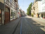 Karlsruhe: Tramvajová trať na pěší zóně Pfinzlstrasse v centru bývalého města Durlach. 25.4.2011 © Jan Přikryl