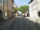 Karlsruhe: Jednokolejná tramvajová trať v centru Durlachu. 25.4.2011 © Jan Přikryl