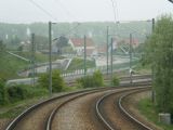 Wörth: ''Tramvajová'' trať se odpojuje od železnice na západním zhlaví stanice Wörth(Rhein) . 28.4.2011 © Jan Přikryl