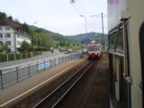 Křižování ''tramvají'' ve výhybně Bubendorf na trati z liestalu do Waldenburgu. 29.4.2011 © Jan Přikryl