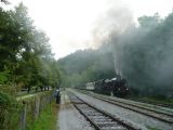 Souprava nostalgického vlaku, tažená parní lokomotivou řady 33 JŽ, před odjezdem ze stanice Bled Jezero. 2.7.2011 © Tomáš Kraus	