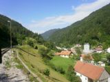 Bohinjska proga: obec Podbrdo na jižním konci Bohinjského tunelu	3.7.2011	© Jiří Mazal