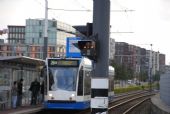 Amsterdam: detail tramvajového návěstidla v pozici ''stůj'' na zastávce Bimhuis	. 16.8.2011	 © Lukáš Uhlíř