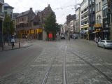 Antverpy: křížení protisměrných kolejí do ulic Lange Nieuwstraat a Kipdorp, kde začíná velká bloková smyčka tramvajových linek 10 a 11	. 18.8.2011	 © Jan Přikryl