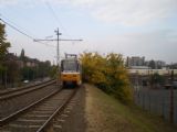 Budapešť: souprava českých tramvají míří po vysokém náspu za zastávkou Pongrác úti lakótelep směrem k Hungária körútu	28.10.2011	 © Jan Přikryl