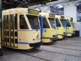 Brusel: srovnání různých podob čel tramvají PCC od 50. let do současnosti v tramvajovém muzeu	. 21.8.2011	 © Jan Přikryl