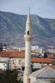 Mostar: pohled z hotelové terasy na minaret místní bezvýznamné mešity v ulici Braće Dukića, v pozadí chorvatská část města	8.3.2012	 © Lukáš Uhlíř