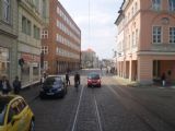 Cottbus/Chośebuz: pohled z tramvaje na ulici Berliner Strasse/Barlinska droga s budovou radnice	. 19.4.2012 © 	Jan Přikryl