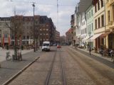 Cottbus/Chośebuz: pohled z tramvaje na centrální náměstí Altmarkt/Stare wiki	. 19.4.2012 © 	Jan Přikryl